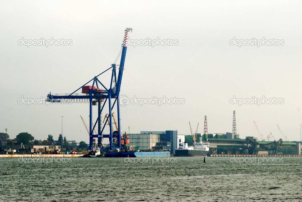 Klaipeda harbour with cranes. Lithuania 
