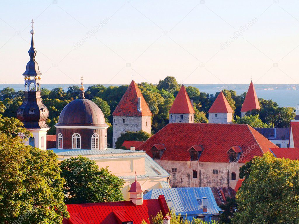 Towers of a fortification of Old Tallinn 