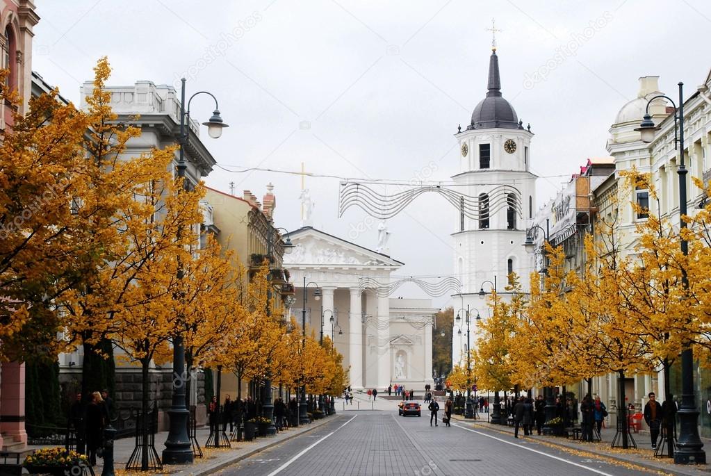 Gediminas Avenue in Vilnius at autumn