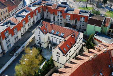 Kilise kulesinden eski Vilnius görünümü