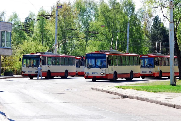 Вильнюсская конечная троллейбусная станция в Каролиниске. Литва . — стоковое фото