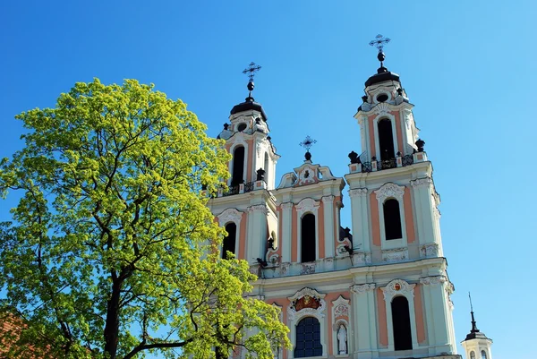 Kyrkan st. catherine i vilnius, våren — Stockfoto