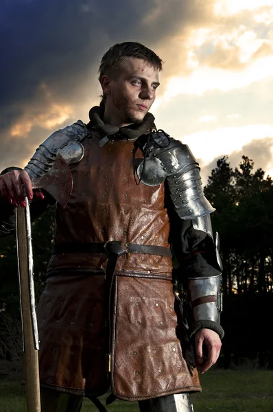 Portrait of a Knight in the blood — Stock Photo, Image