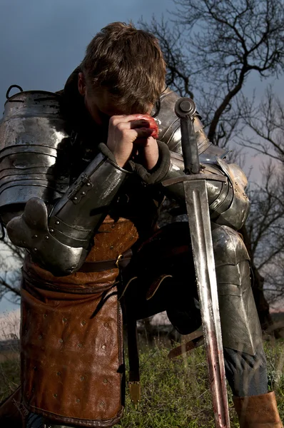 Portrait of a Knight in the blood — Stock Photo, Image