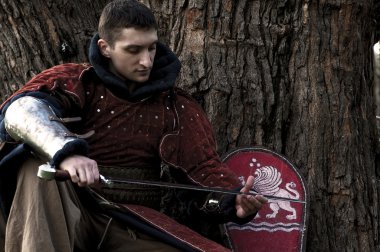 Şövalye kılıcı tutan