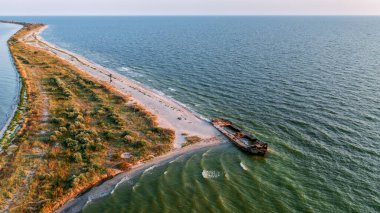 Ukrayna 'da Karadeniz. Kinburn Spit. Vahşi doğa, Kinburn manzarası - Ukrayna Maldivleri.