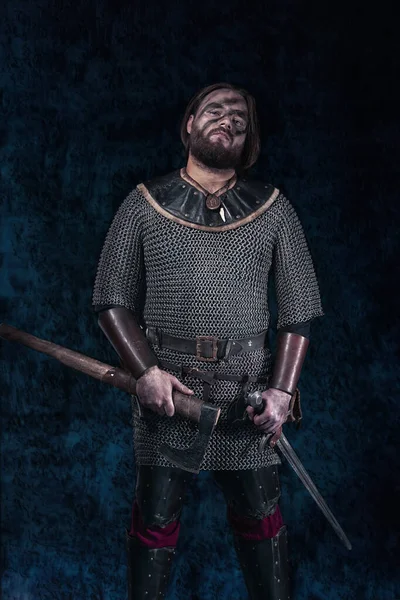 Formidable Viking Chain Armor Medieval Warrior Northerner — Stock Photo, Image