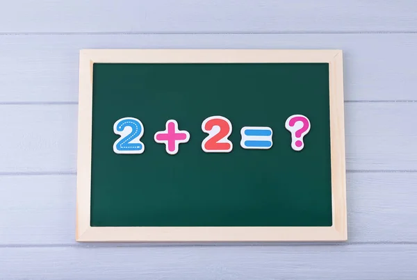 School Board Magnetic Numbers Solving Examples Math Kids — Stockfoto