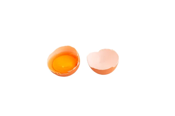 Broken Chicken Egg White Background Fresh Chicken Egg — Photo