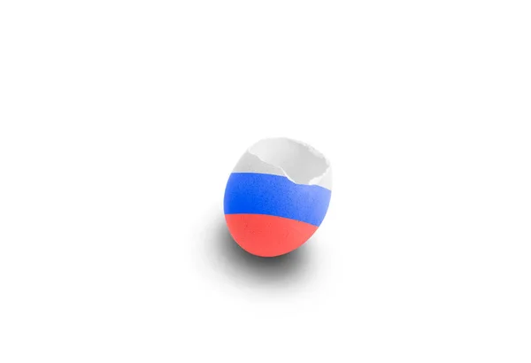 Broken Chicken Egg Russian Symbols Russian Flag War Ukraine Russia — Foto de Stock