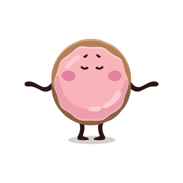 Банер Смішного Дитячого Емодзі Рожевого Глазурованого Пончика Робить Йогу Персонаж — стоковий вектор