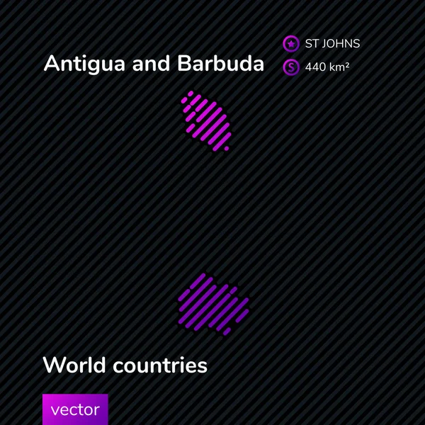 Vector Stylized Flat Map Antigua Barbuda Violet Black Colors — Stock vektor