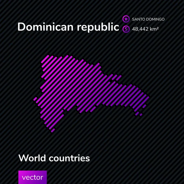 Vector Estilizado Plano República Dominicana Mapa Textura Colores Negro Violeta — Archivo Imágenes Vectoriales