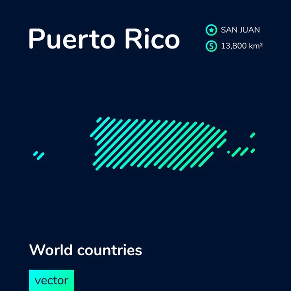 Векторная Плоская Карта Пуэрто Рико Зеленых Цветах Темно Синем Фоне — стоковый вектор
