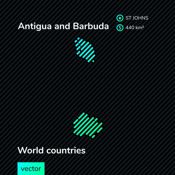 Vektor Platt Karta Över Antigua Och Barbuda Gröna Färger Svart — Stock vektor