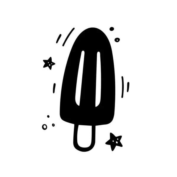 手描きのアイスクリームポプシクル ドアのスタイルでファーストフードイラスト アイスクリームのスケッチ — ストックベクタ