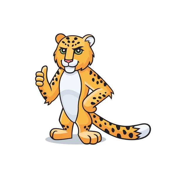 Leopard Character Showing Thumb Appreciate Vector Cartoon Comic Doodle Illustration — Stock Vector