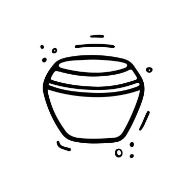 Kozmetik Simgesi. Karalama stili krema şişesi. Kadın şeyleri, eko kızlar aksesuar konsepti. Beyaz üzerine izole edilmiş vektör eli çizilmiş düz çizim.