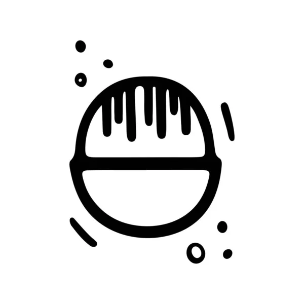 Cosmetic Icon Make Blush Brush Doodle Style Woman Stuff Eco — ストックベクタ