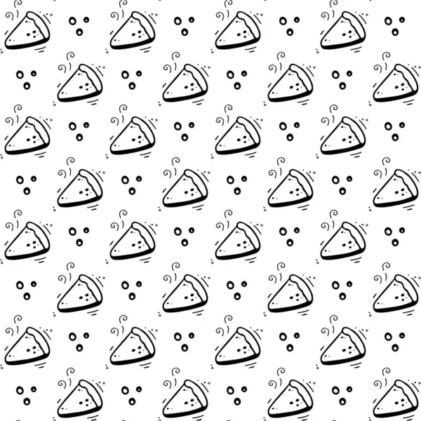 Elle çizilmiş turta pürüzsüz desen. El yapımı fast food, karalama tarzında ev yemeği çizimi. Karalama biçiminde vektör kumaş deseni çizimi.