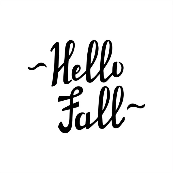 Hello Fall Handwritten Lettering Autumn Decorative Element Vector Illustration Doodle —  Vetores de Stock