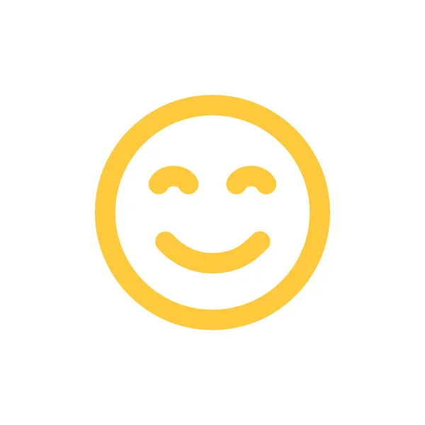 Ícone Sorriso Rosto Feliz Emoji Sorridente Adesivo Amarelo Ilustração Plana — Vetor de Stock