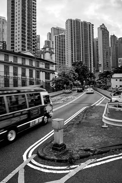 Hong Kong China Sar Februari 2014 Verticaal Zicht Wolkenkrabbers Bewolkte — Stockfoto