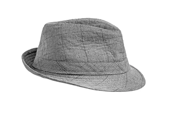 古典的なチェックグレーの帽子白の背景に隔離された サイドビュー — ストック写真