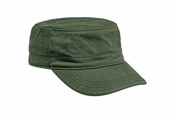 Μοντέρνο Πράσινο Τζην Καπέλο Του Γκολφ Απομονώνονται Λευκό Φόντο Πλευρική — Φωτογραφία Αρχείου