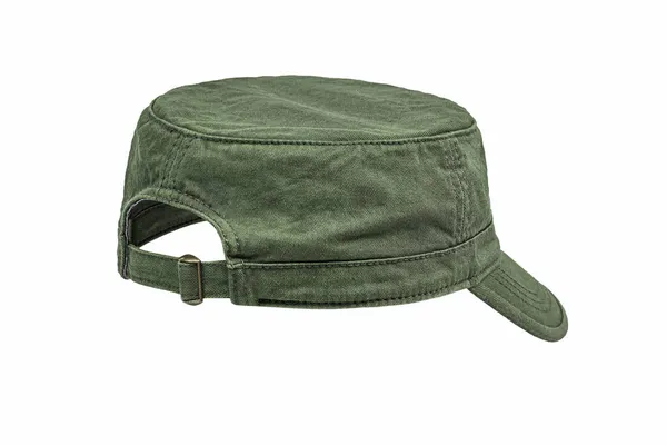 流行的浅绿色牛仔裤高尔夫球帽 白色背景隔离 背景色 — 图库照片