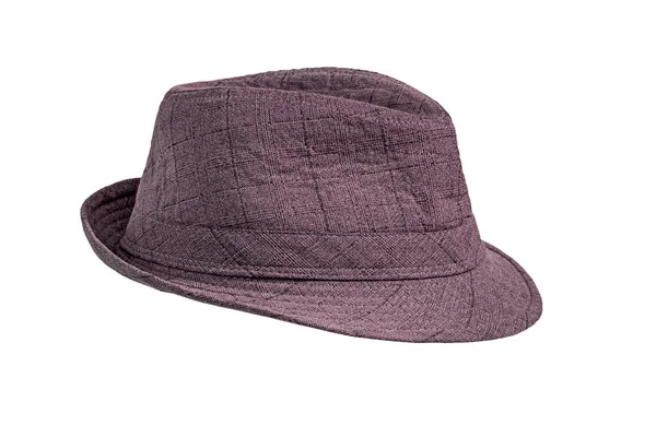 Κλασική Ελέγχεται Χλωμό Ροζ Καπέλο Απομονώνονται Λευκό Φόντο Πλευρική Άποψη — Φωτογραφία Αρχείου