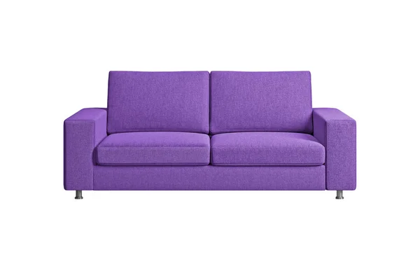 Leuchtend Lila Stoff Sofa Auf Beinen Aus Nickel Metall Isoliert — Stockfoto