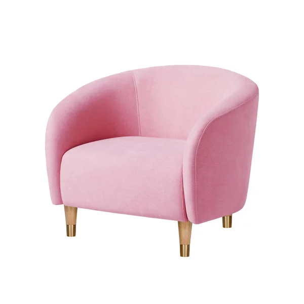 Sillón Clásico Estilo Art Deco Terciopelo Rosa Claro Con Patas —  Fotos de Stock