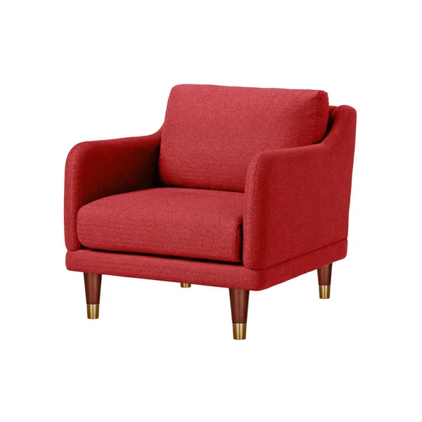 Klasyczny Fotel Art Deco Stylu Kolorze Czerwonym Aksamit Drewnianymi Nogami — Zdjęcie stockowe