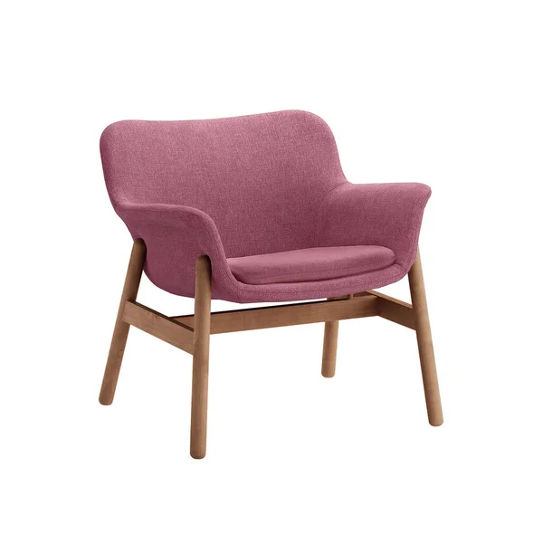 Sillón Clásico Lujo Rosa Con Patas Madera Aisladas Sobre Fondo — Foto de Stock