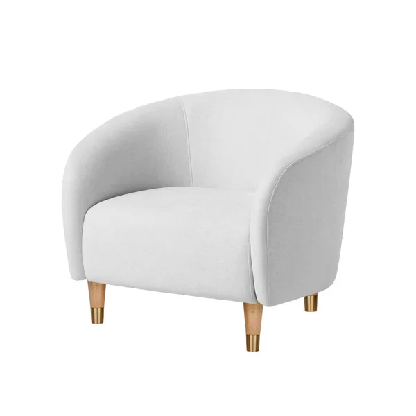 Fauteuil Style Art Déco Classique Velours Blanc Avec Pieds Bois — Photo