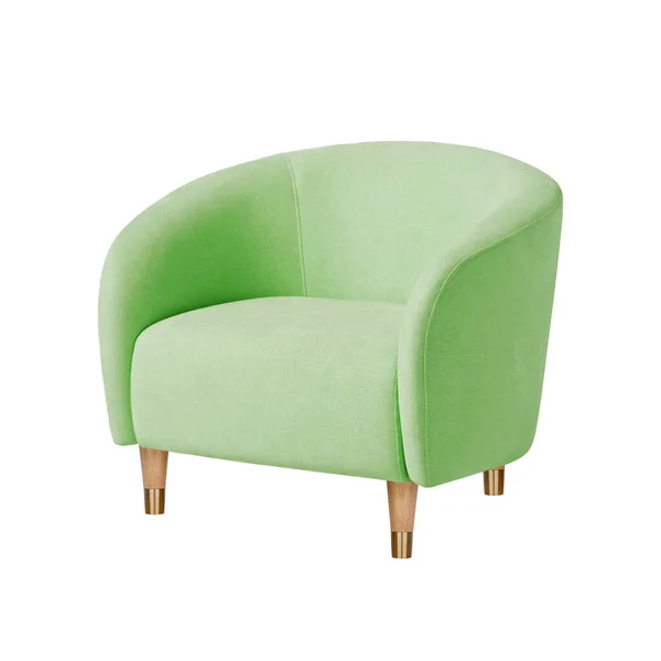 Sillón Clásico Estilo Art Deco Terciopelo Verde Claro Con Patas — Foto de Stock