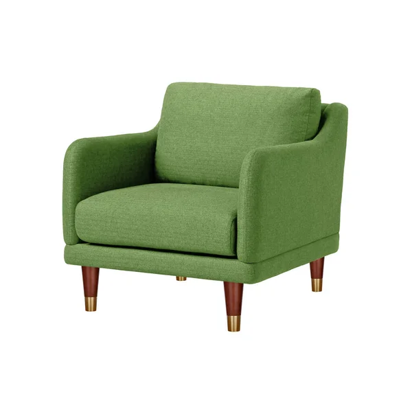 Classic Armchair Art Deco Style Green Velvet Wooden Legs Clipping — Stock Photo, Image