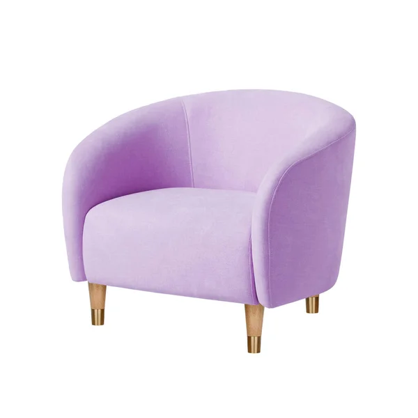 Classic Armchair Art Deco Style Light Purple Lavender Velvet Wooden — Stock Photo, Image