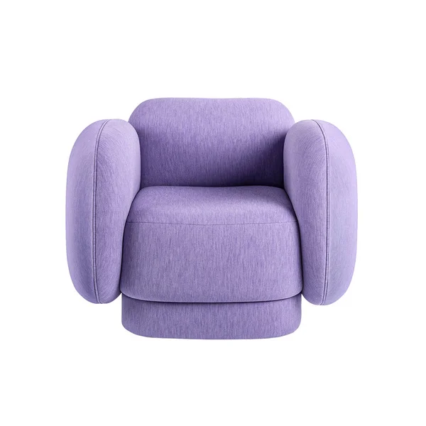 Cozy Puffy Armchair Art Deco Style Purple Velvet Clipping Path — Stock Photo, Image