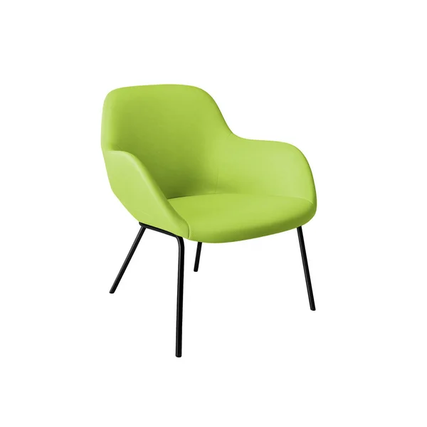 Sillón Clásico Cuero Lujo Verde Lima Con Patas Metal Negro — Foto de Stock