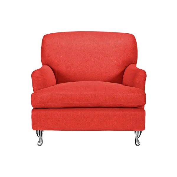 Klassischer Sessel Art Déco Stil Aus Rotem Samt Mit Beinen — Stockfoto