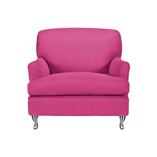 Fauteuil Style Art Déco Classique Velours Rose Avec Pieds Métal — Photo