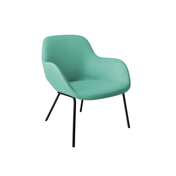 Turquoise Luxury Leather Classic Armchair Black Metal Legs Cafe Office — стоковое фото