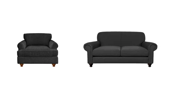 Klassischer Sessel Und Sofa Art Déco Stil Aus Schwarzem Samt — Stockfoto