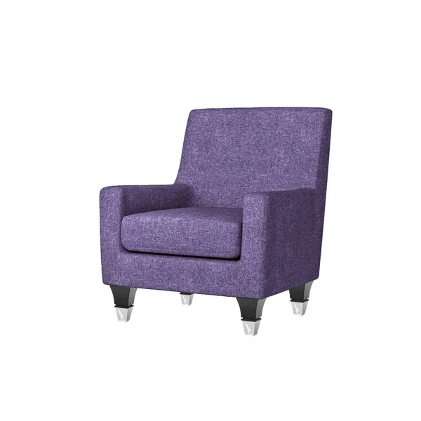 Classic Armchair Art Deco Style Purple Velvet Black Nickel Legs — Stock Photo, Image