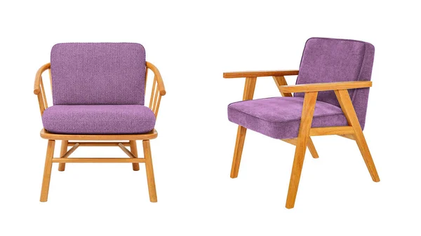 Zwei Luxuriöse Sessel Aus Lavendel Mit Beinen Und Armen Aus — Stockfoto