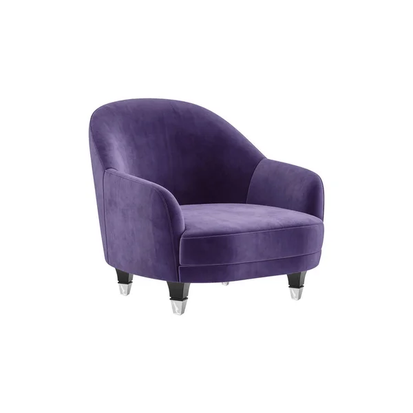 Classic Armchair Art Deco Style Purple Velvet Black Nickel Legs — Stock Photo, Image