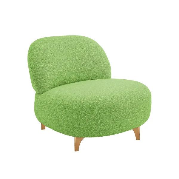 Gemütlicher Geschwollener Sessel Art Déco Stil Grünem Samt Auf Goldenen — Stockfoto