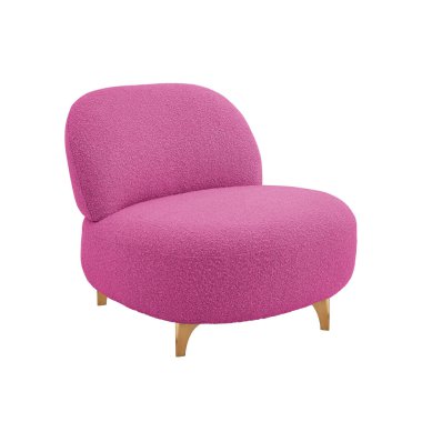 Altın bacaklı, pembe kadifeden koltuk sanatı deco tarzı, beyaz arka planda izole edilmiş kırpma yolu. Mobilya serisi